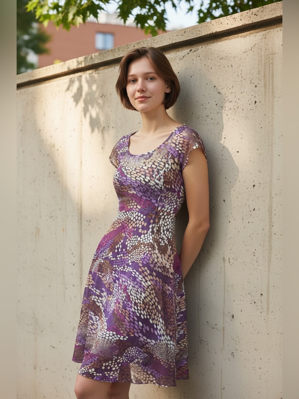 Komarov Crinkle Lagenlook art to wear‎ midi dress size medium